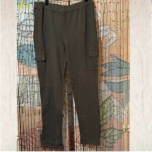 Belle Gray by Lisa Rinna Cargo Pocket Leggings Pants, Ankle Zipper, Green Ivy, L